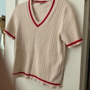 MARELLA Cream Sweater with Red Accents